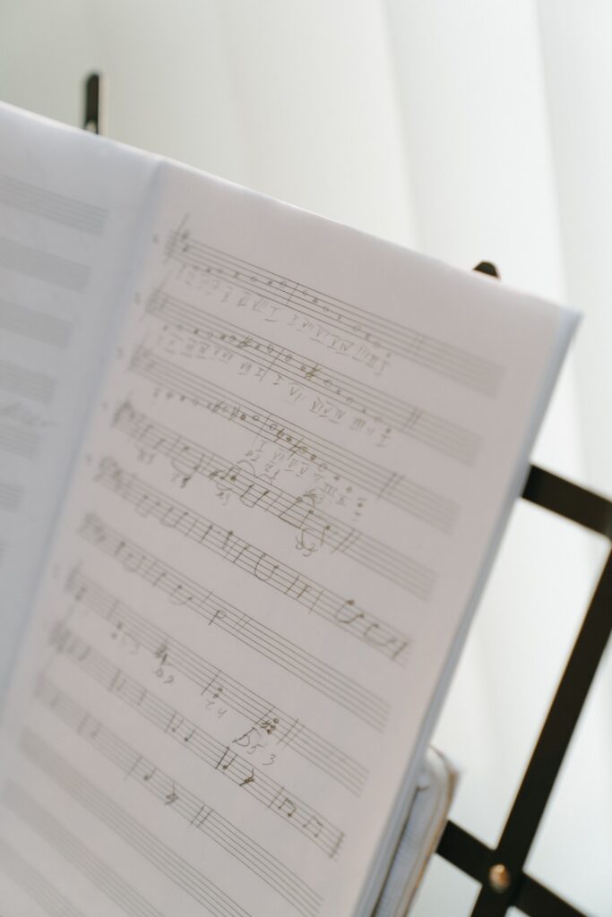 close up of handwritten sheet music